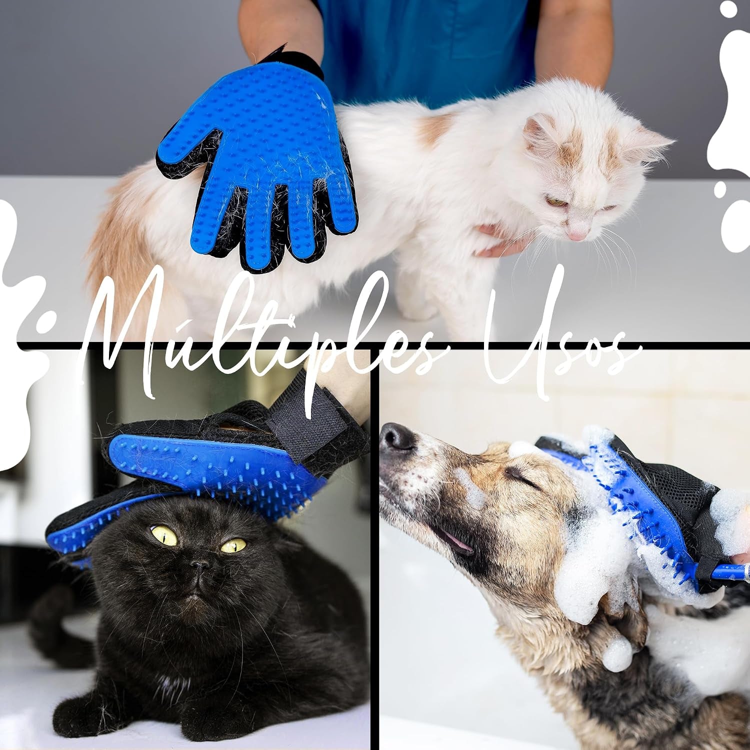 Guante Quitapelos Mascotas De Silicona – Manopla Quita Pelo Para Perros Y Gatos | Elimina Pelo Suelto En Seco Y Mojado | Incluye Bolsa Reutilizable Y Guía Digital