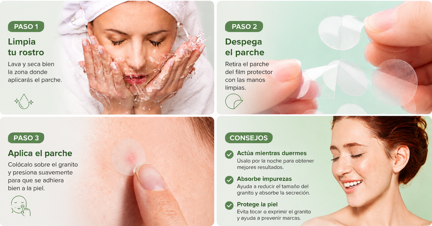 Parches Hidrocoloides para el Acné de Día y Noche