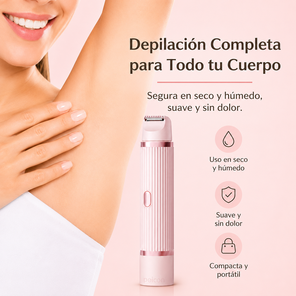 Depiladora eléctrica 2en1 — Piel suave en cara y cuerpo