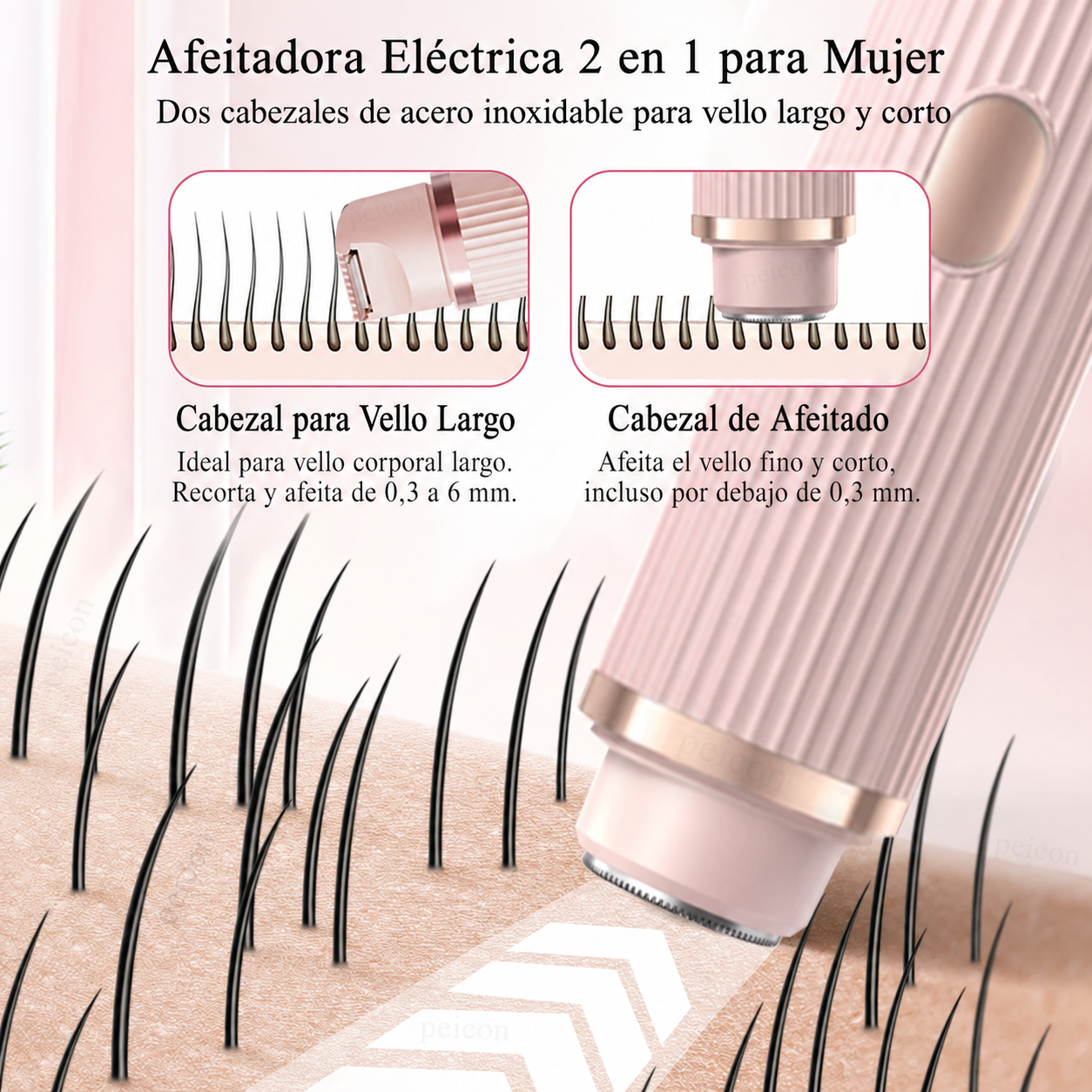 Depiladora eléctrica 2en1 — Piel suave en cara y cuerpo