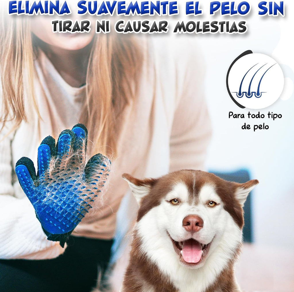 Guante Quitapelos Mascotas De Silicona – Manopla Quita Pelo Para Perros Y Gatos | Elimina Pelo Suelto En Seco Y Mojado | Incluye Bolsa Reutilizable Y Guía Digital