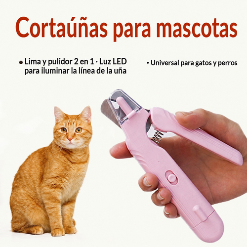 Cortauñas Eléctrico 2 en 1 para Mascotas con Luz LED y Lima Integrada