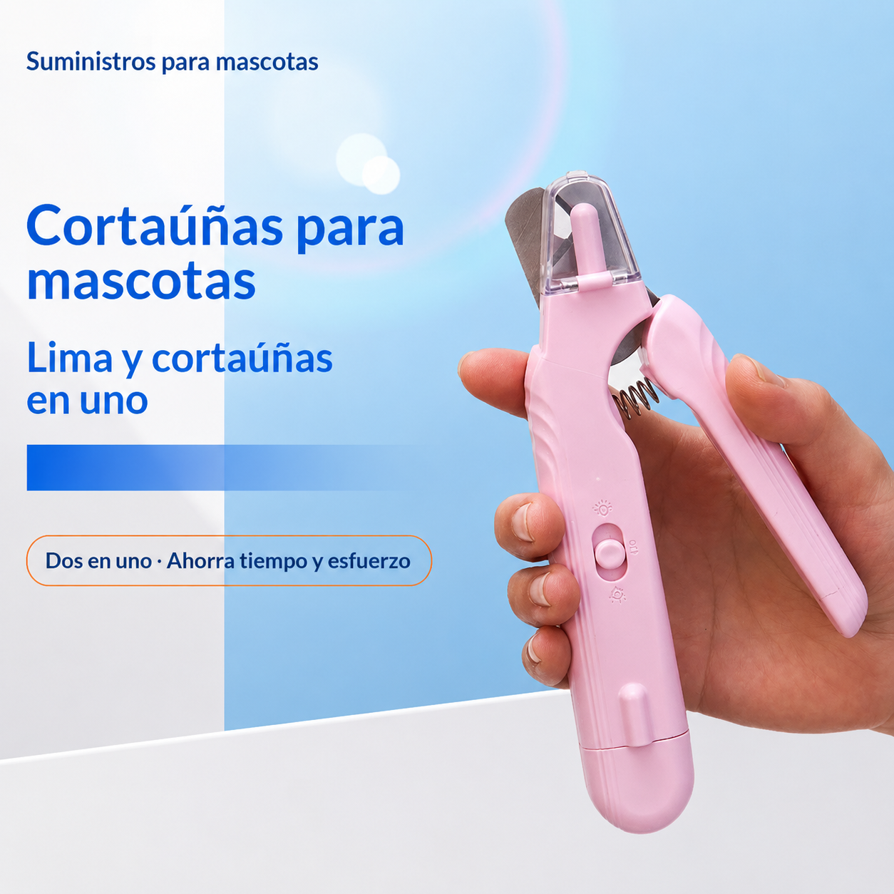 Cortauñas Eléctrico 2 en 1 para Mascotas con Luz LED y Lima Integrada