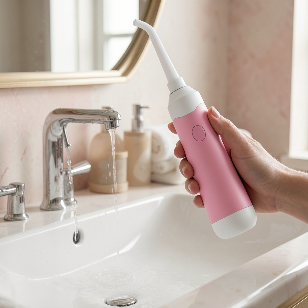 Irrigador Dental Cuora sujeto en la mano